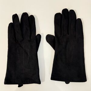GEORGE WOMEN'S 100% LEATHER GLOVES WITH SUEDE FINISH AND LINING. COLOR: Black